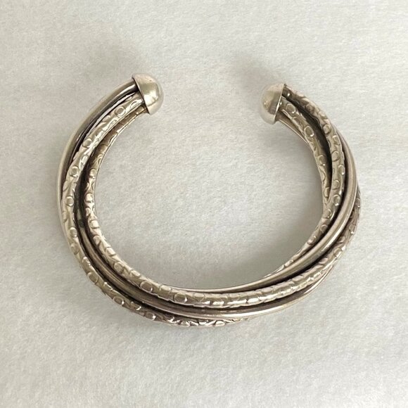 Sterling Silver 925 Heavy Chunky Twisted 5 Band Woven Cuff Bracelet Sz 6.5" 40g - Picture 11 of 16